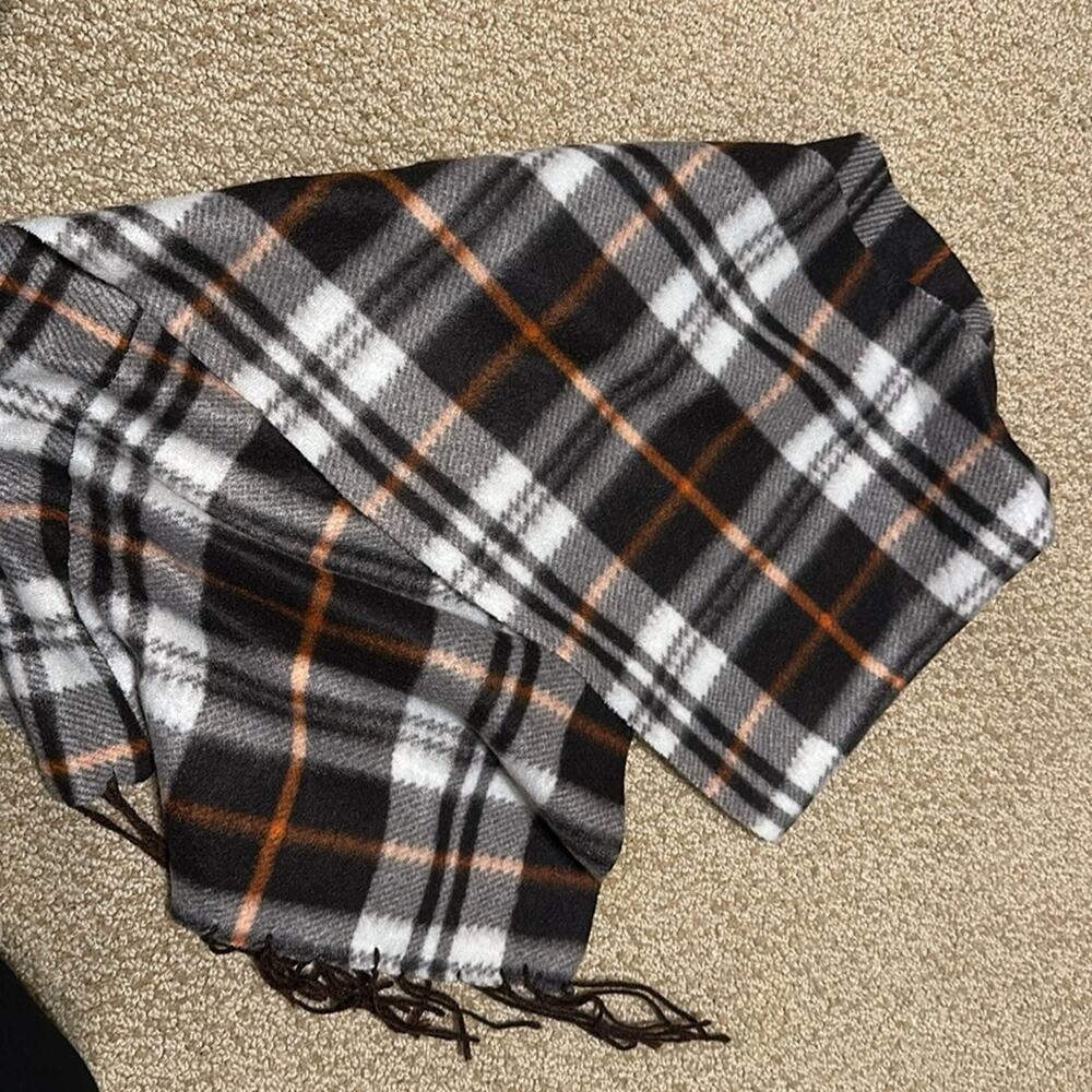 Brown and orange plaid scarf